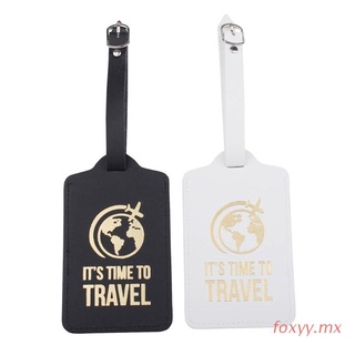 foxyy es hora de viajar cuero pu equipaje etiquetas de protección de privacidad bolsa de viaje etiquetas maleta etiqueta para mujeres hombres