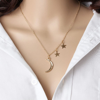 Collar de invierno collar luna estrella diseño hermosa aleación clavícula cadena accesorios de joyería para fiesta (1)