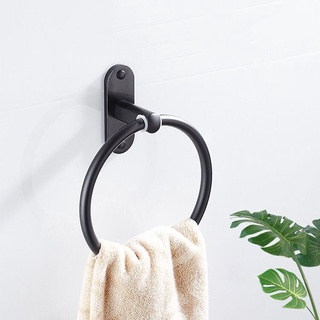 Estante colgante de toallas titular de baño estante de toallas negro estante de aluminio colgante de pared anillo de toalla