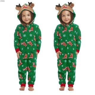 Eywsi Conjunto De Pijama con capucha con orejas De ciervo De navidad Para la familia (6)