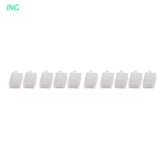 ING 10Pcs RJ45 8-Pin Connector CAT6 Network Cable Modular Ethernet Crystal Plugs
