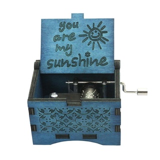caja de música you are my sunshine azul madera clásica música manivela artesanía caja y2i5