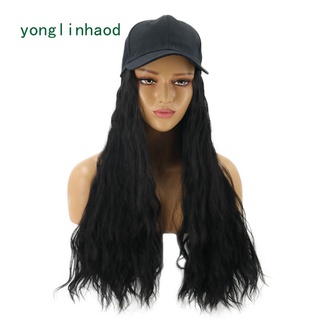 Yonglinhaod señoras peluca sombrero de una pieza sombrero peluca maíz Perm-Dm-027-marrón oscuro