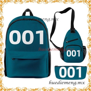 Backpack Set For Squid Game Creative Backpack Crossbody Bag Pencil Case[<(￣ˇ￣)/
