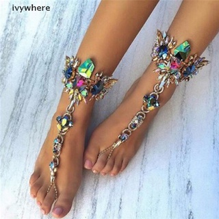 ivywhere fashion crystal tobilleras cadena pulsera mujer descalzo sandalia playa pie joyería mx