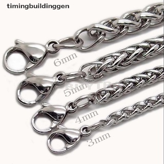 timingbuildinggen 3/4/5/6 mm collar de cadena trenzada de trigo de plata para hombre tbg