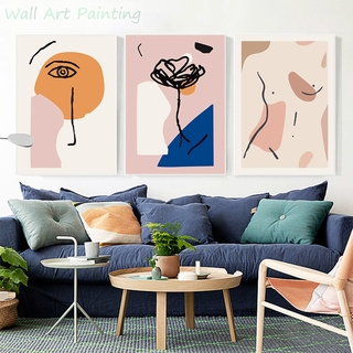 abstracto cuerpo línea de arte de pared cara geométrica lienzo póster pintura bloque de color minimalista impresión nórdica imágenes de pared decoración del hogar