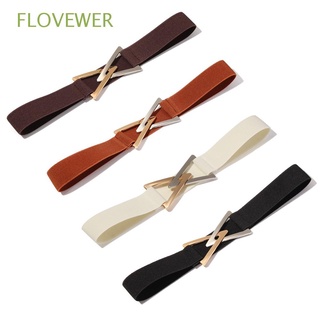 flovewer moda elástico cinturones ajustable estiramiento de la cintura de la correa de las mujeres triángulo hebilla de ropa decoración cinturones decorativos cintura