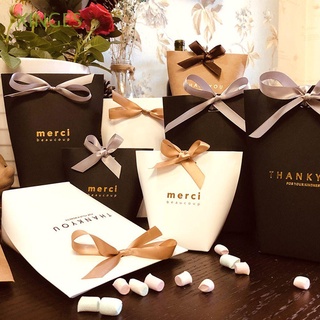 xinges 5pcs cajas de regalo de papel kraft suministros de envoltura de caramelo caja de galletas de boda dragee gracias negro merci bolsas de regalo