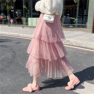 [meifuyi] |mujeres verano media longitud media longitud plisada falda de gasa falda mx567