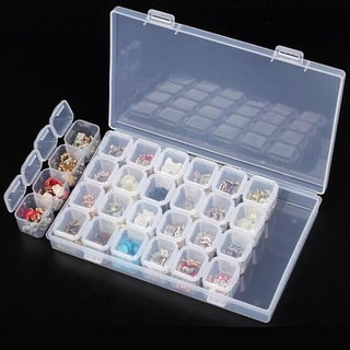 moda de plástico 28 ranuras de uñas de arte herramientas de joyería cuentas caja de almacenamiento organizador