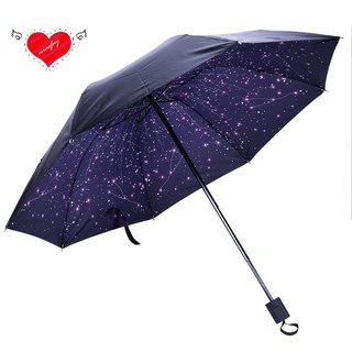 Estrellas tres veces paraguas lluvioso soleado sombrilla vinilo Anti-UV paraguas de las mujeres paraguas a prueba de viento al aire libre equipo de lluvia