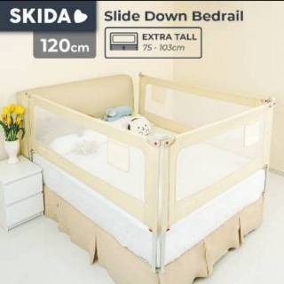 Bedrail SKIDA - 120 cm de altura Extra = valla para cama de bebé, colchón, protector de cama (3)