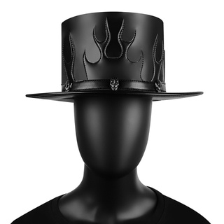 algunos steampunk peste doctor sombrero de cuero de la pu negro plano superior llama magia sombrero para halloween cosplay disfraces props bowler sombreros etapa rendimiento mujeres hombres props