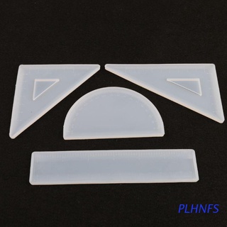 plhnfs 4 formas de silicona regla de resina moldes kit hecho a mano straignt regla cuadrada regla triangular transportador molde arte artesanía