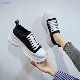Thick-soled canvas shoes women 2021 new wild casual platform shoes students increase ins old shoes white shoes tide