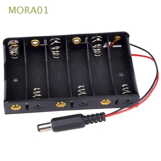MORA01 Durable almacenamiento de batería DIY caso titular caja de almacenamiento con DC2.1 ABS Power Jack AA batería 6 X AA batería negro contenedor/Multicolor
