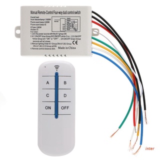 inter 4 canales inalámbrico encendido/apagado lámpara interruptor de control remoto receptor transmisor nuevo