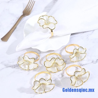 Goldensqioc.mx:6 piezas de moda para servilletas, flores blancas, servilletas, anillo de hotel, hermosa hebilla de servilleta