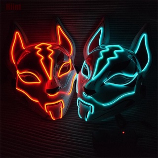 [dhiinto] Anime decoración Fox máscara de neón luz Led Cosplay máscara de Halloween fiesta Rave Led máscara de baile DJ Payday disfraz Props 118y