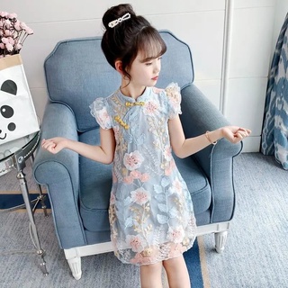 vestido de niña verano nuevo niños princesa vestido niña internet celebridad pettiskirt estilo chino vintage cheongsam vestido (3)