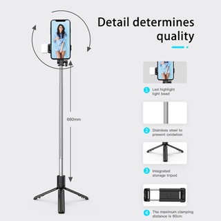 2021 teléfono móvil selfie stick compatible con bluetooth integrado extendido cámara de vídeo soporte telescópico live trípode 2 velocidades de llenado de luz ajustable teléfono móvil soporte ilike