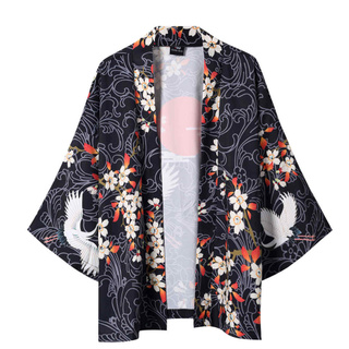 happyeating6611_Summer japonés de cinco puntos mangas Kimono hombre y mujer capa Jacke Top blusa
