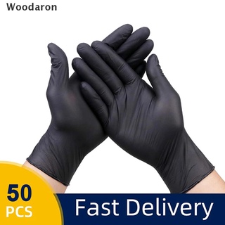 [Woodaron] 50 guantes de goma desechables mecánicos de nitrilo negro examen médico