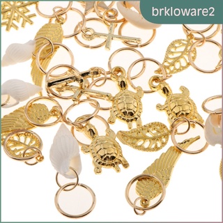[brklowaremx] 50 piezas de concha mixta estrella cruz colgante anillo de pelo trenzado anillos bucle diadema (5)