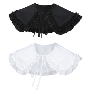 [brprettyia] clásico lolita muñeca volantes cuello falso desmontable dickey collar ropa accesorio para decoración vestido blusa (1)