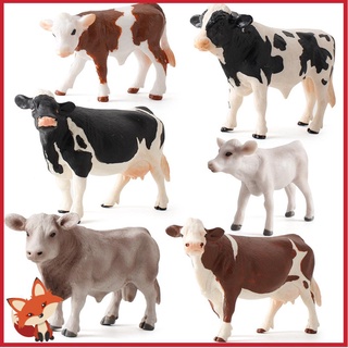Fay 1/6pcs vaca figura de acción juguete educativo modelos de plástico simulado animales figuritas zoológico animales granja juguetes divertidos modelo multiestilos niños niños bebé miniaturas vacas