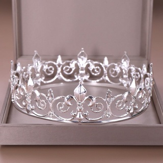 corona rey reina boda tiara novia hombres fiesta cristal joyería pelo boda accesorios para el cabello (6)
