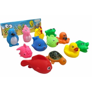 Contenido de juguetes de baño para bebé 12 piezas de goma de animales de vinilo mezclado actividades de baño