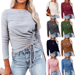 La ropa de las mujeres2021Otoño e Invierno nuevo Amazon Cordón de Color sólido superior tocando fondo camisa suéter006
