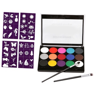 15 colores cara cuerpo pintura paletas con brochas set halloween etapa maquillaje kit (8)