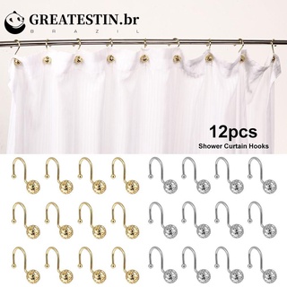 Greatestin para barra de baño plata/oro Bling Set de 12 ganchos de cortina de ducha anillos para Pothook/Multicolor