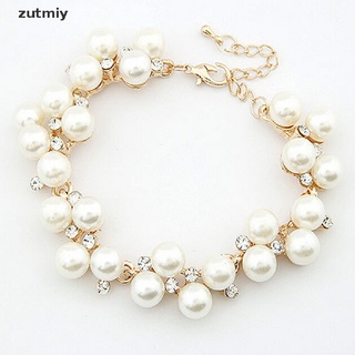 [zutmiy2] pulsera de cuentas de perlas con pedrería de cristal a la moda para mujer joyería m78