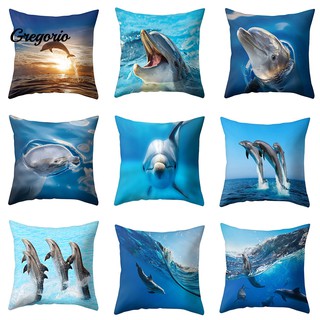 funda de almohada de delfines de animales marinos, funda de cojín, sofá cama, coche, cafetería, decoración de oficina