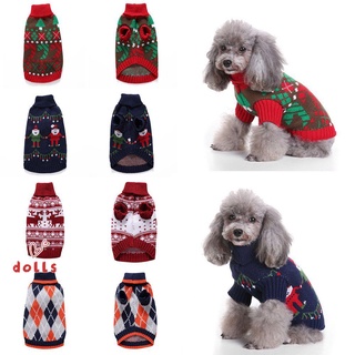 DOLLS Invierno Disfraz de cachorro Abrigo para perros Ropa para mascotas Ropa para perros Abrigado Chihuahua Bulldogs Perros pequeños medianos Cuello alto Suéter de punto para perros