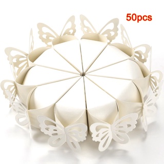 50 piezas de mariposa favor regalo dulces cajas estilo pastel para boda fiesta bebé ducha blanco