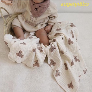 augetyi8bo bebé muselina 2/3 capas envolver manta de oso impresión saco de dormir bebé toalla de baño cochecito cubierta manta