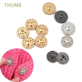 THUMB 5Pcs DIY Crafts Round Buckle Invisible Buckle Sewing Decoration Dark Buttons Down Jacket Nylon Snaps Sweater Hollow Metal Snaps Flower Style Windbreaker Coat/Multicolor