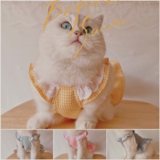 Primavera y verano nuevos productos de encaje de manga voladora gato con ropa a cuadros chaleco mascota falda perro niña corazón ropa