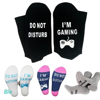 Ble Men Women Novelty Funny Saying Words Cotton Crew Socks Do Not Disturb Gaming Letters Printed Jacquard Mid Tube Hosiery Gamer Lovers Gifts