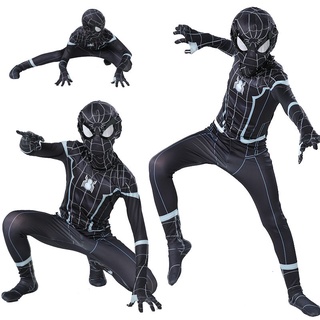 black spider-man homecoming cosplay disfraz spiderman mono para adultos y niños unisex transpirable