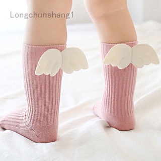 Calcetines De algodón para bebé niña con alas De ángel De color sólido