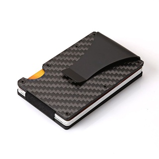 pla RFID cartera de fibra de carbono Clip de dinero cartera de aluminio tarjeta de crédito cartera RFID hombre minimalista delgado titular de la tarjeta de crédito (7)