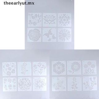 20 x Kit de plantillas de flores reutilizables para pintar en tela de pared de madera lienzo MX (8)