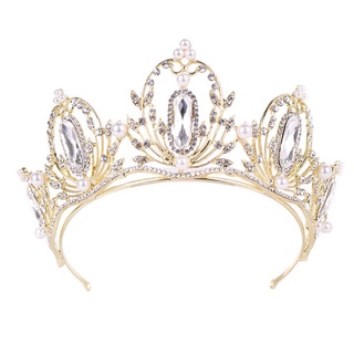 aug tiara nupcial compromiso boda niñas princesa corona estilo diadema headwear accesorios para el cabello artificial perla tocado joyería
