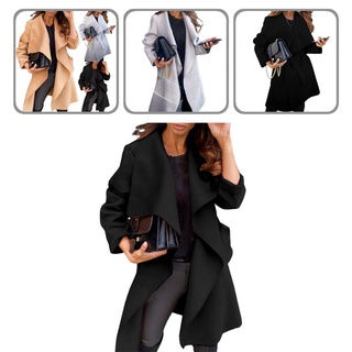 [Igebapa] Outwear Women Oversize Coat Mid-length Thick Jacket Large Turndown Collar for Office